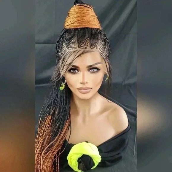 Braided Wig: 100% handmade long ombre  350/ black wig Human-Synthetic NWT - Picture 12 of 17